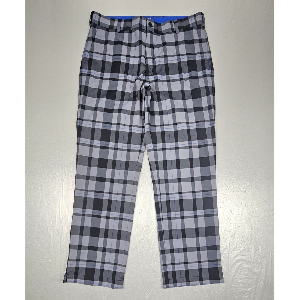 Nike Golf Pants Mens 34x30 Gray Tour Performance Dri Fit Plaid Athletic